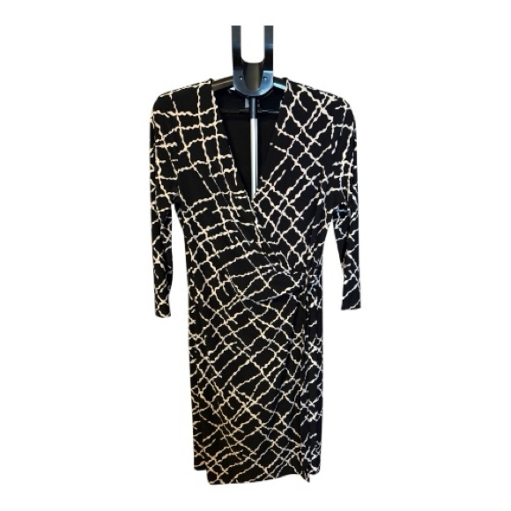 Anne Klein Black and White Faux Wrap Dress